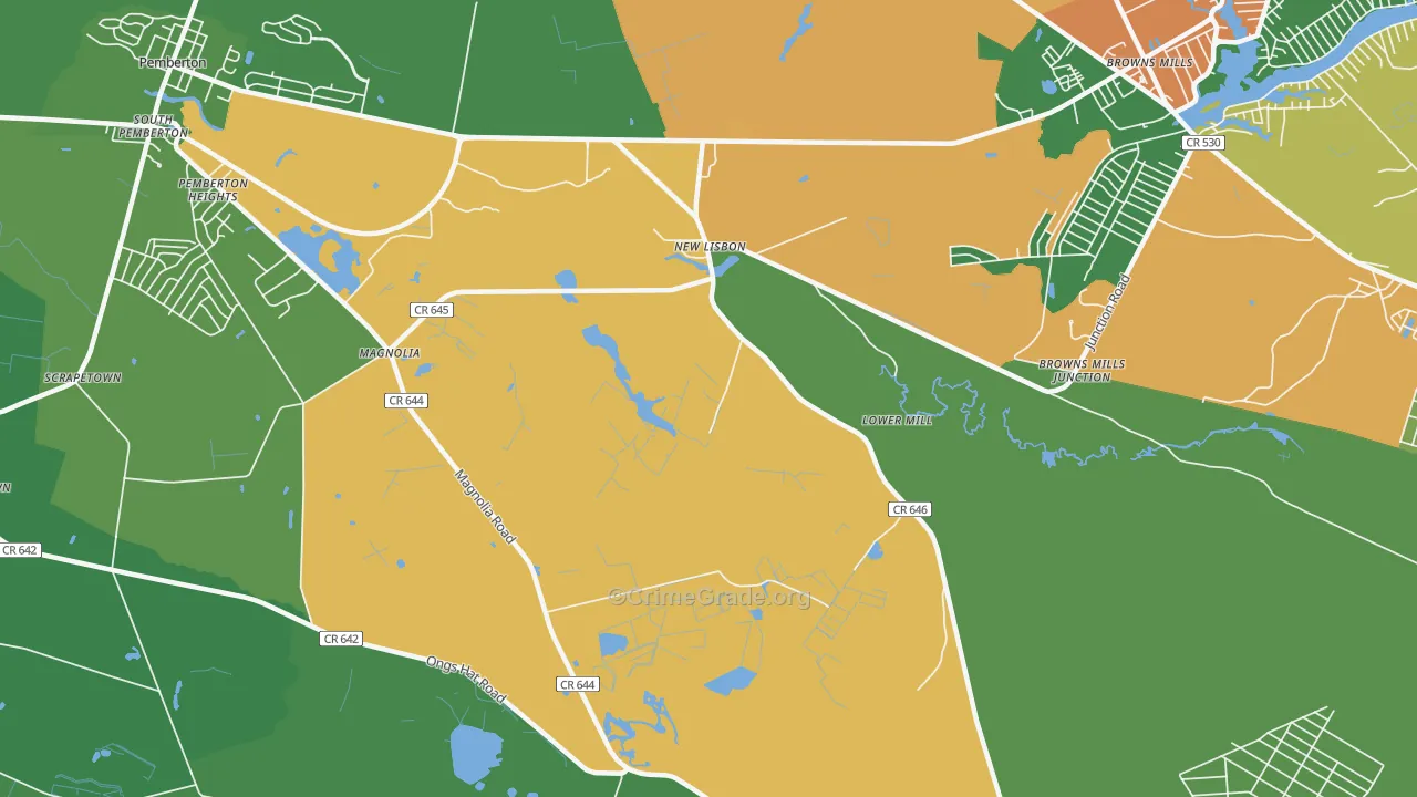 New Lisbon, NJ Map of Vandalism Rates