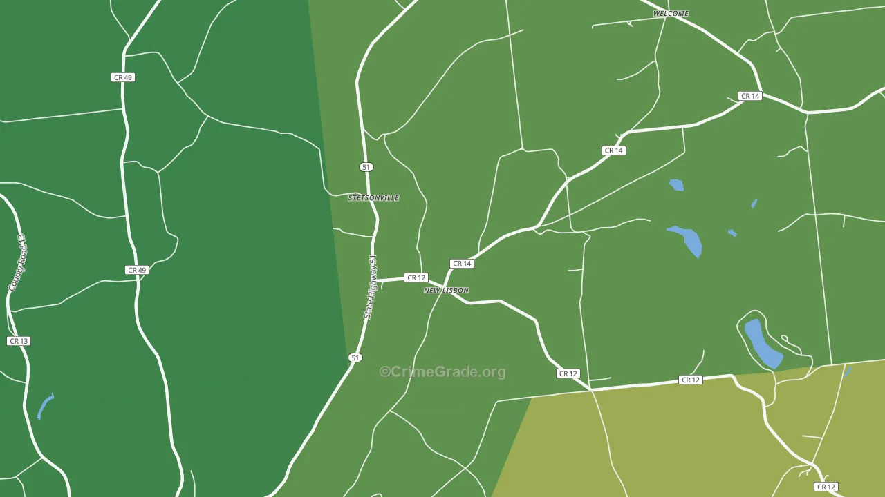 New Lisbon, NY Map of Vandalism Rates
