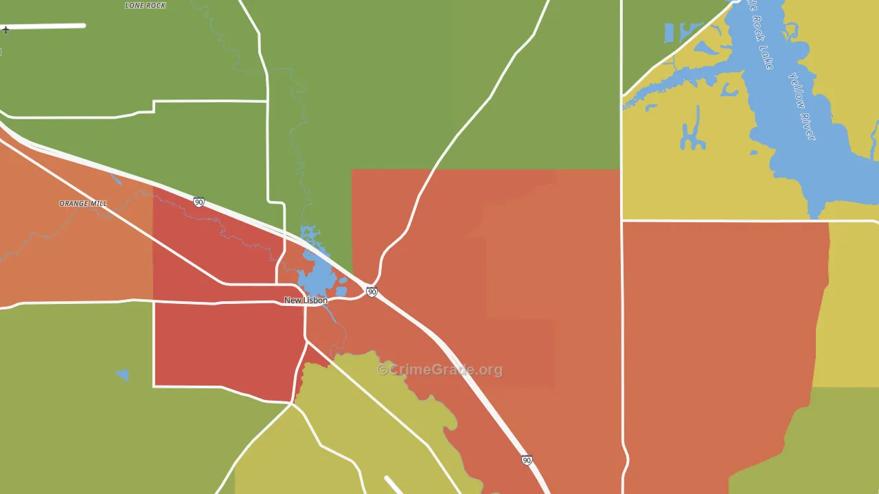 New Lisbon, WI Map of Vandalism Rates