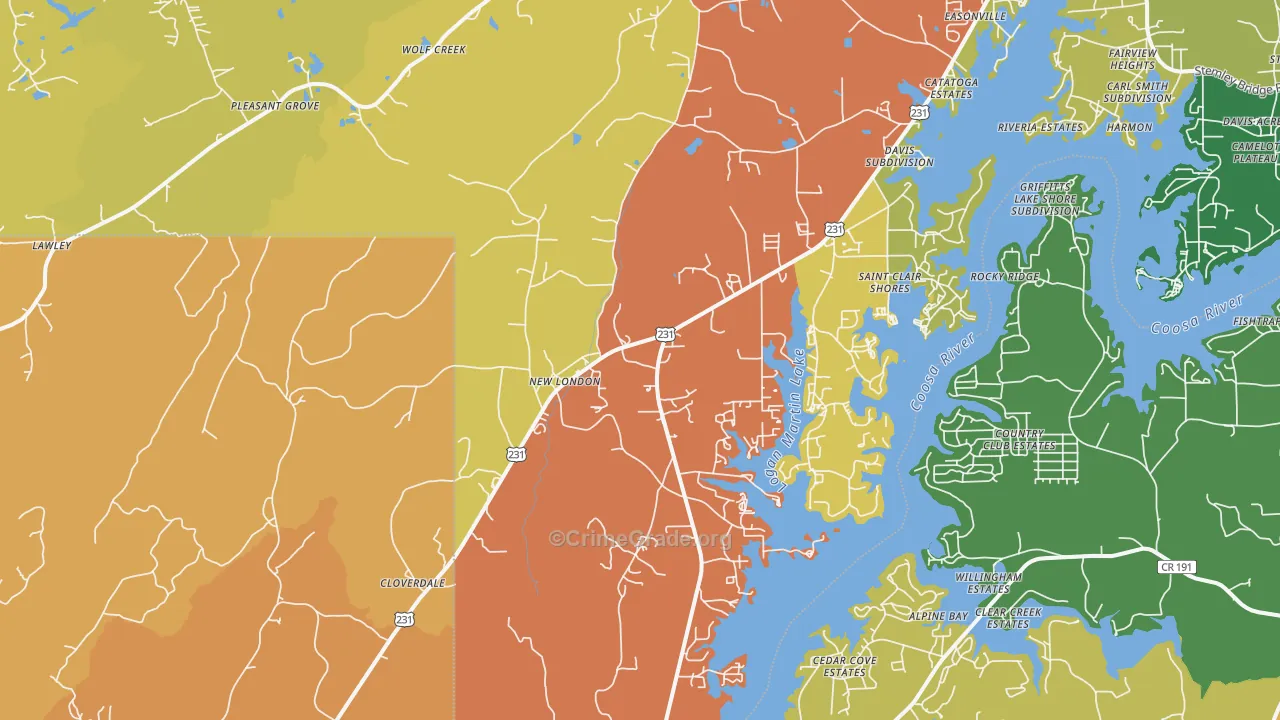 New London, AL Map of Vandalism Rates
