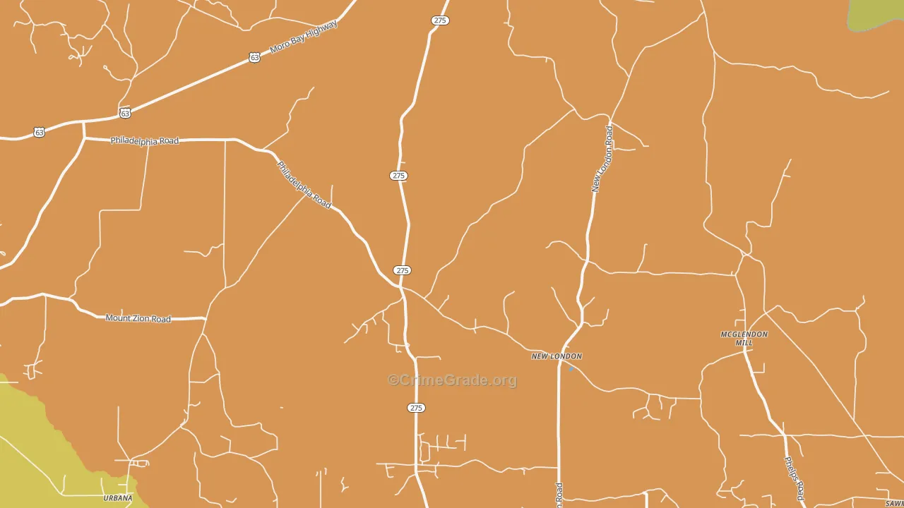 New London, AR Map of Vandalism Rates