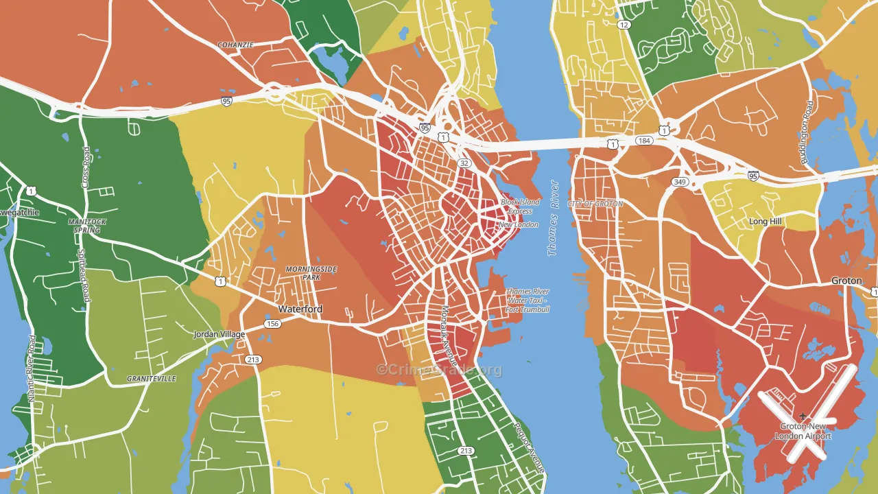 New London, CT Map of Vandalism Rates