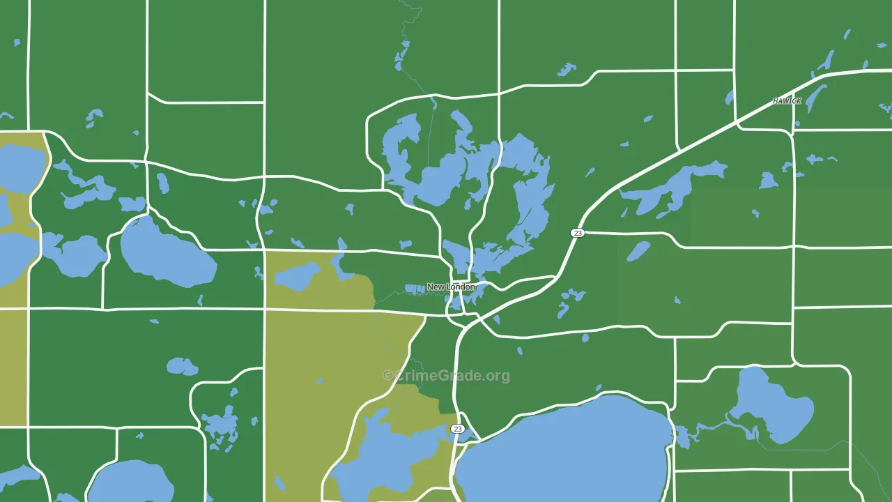 New London, MN Map of Vandalism Rates