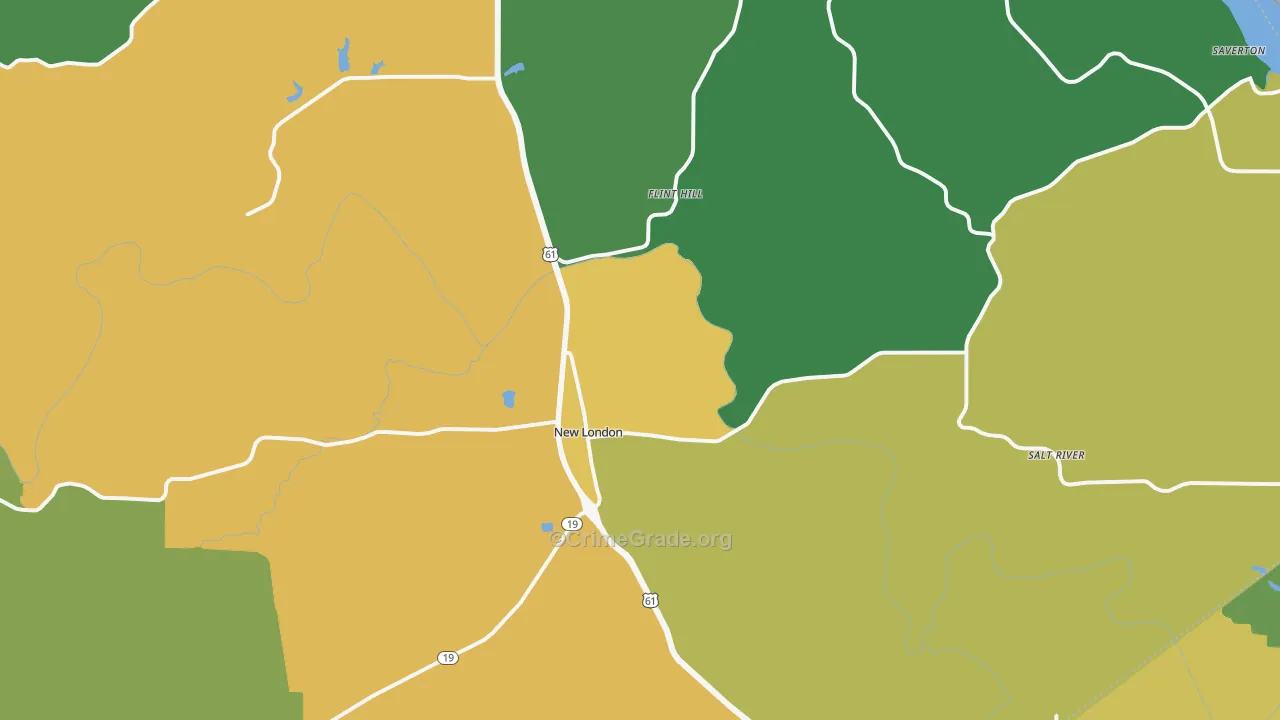 New London, MO Map of Vandalism Rates