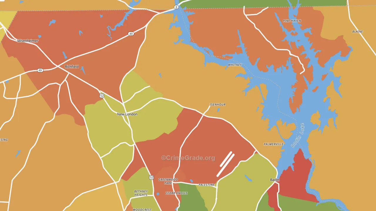 New London, NC Map of Vandalism Rates