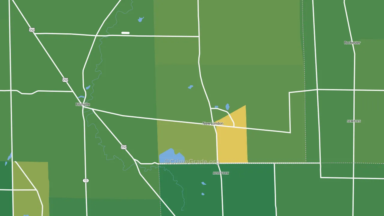 New London, OH Map of Vandalism Rates