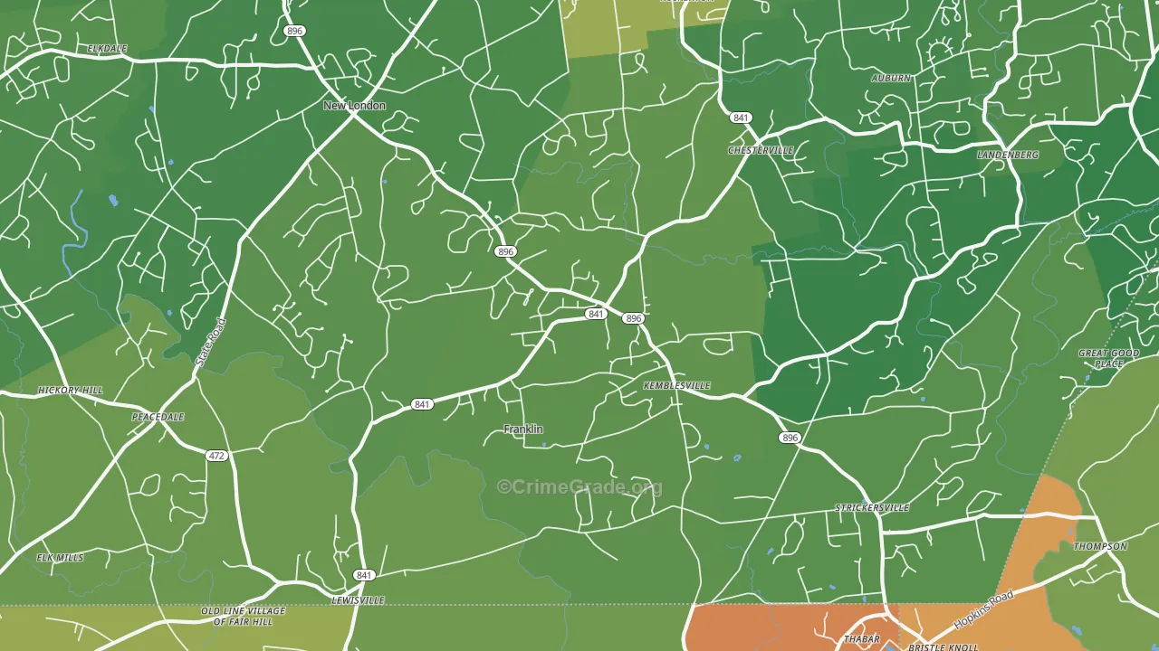 New London, PA Map of Vandalism Rates