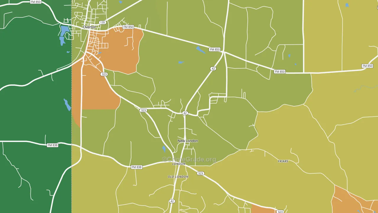 New London, TX Map of Vandalism Rates