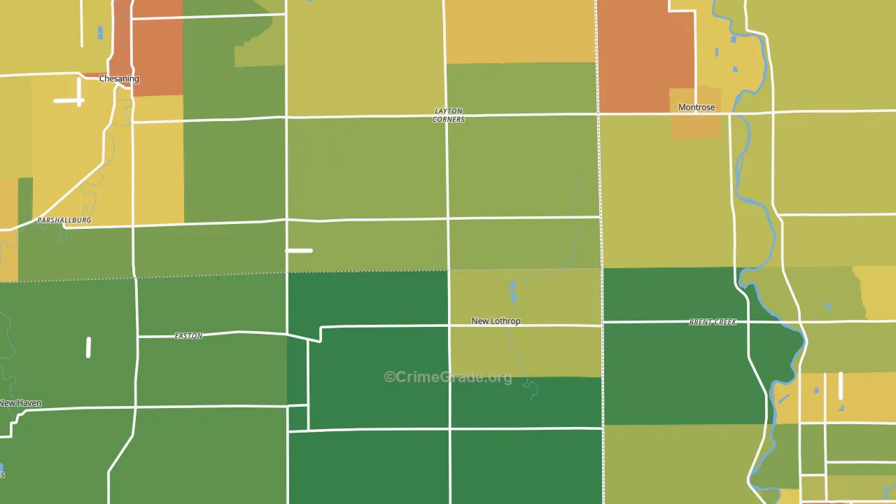 New Lothrop, MI Map of Vandalism Rates