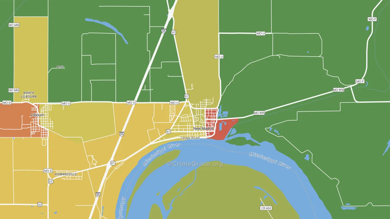New Madrid, MO Map of Vandalism Rates