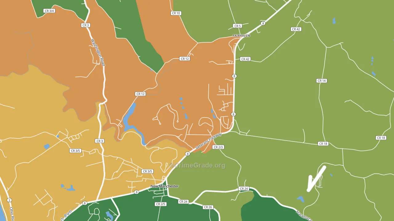 New Manchester, WV Map of Vandalism Rates