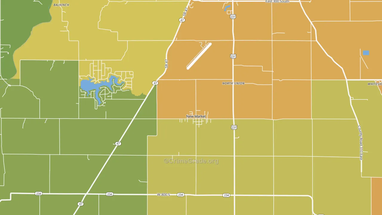 New Market, IN Map of Vandalism Rates