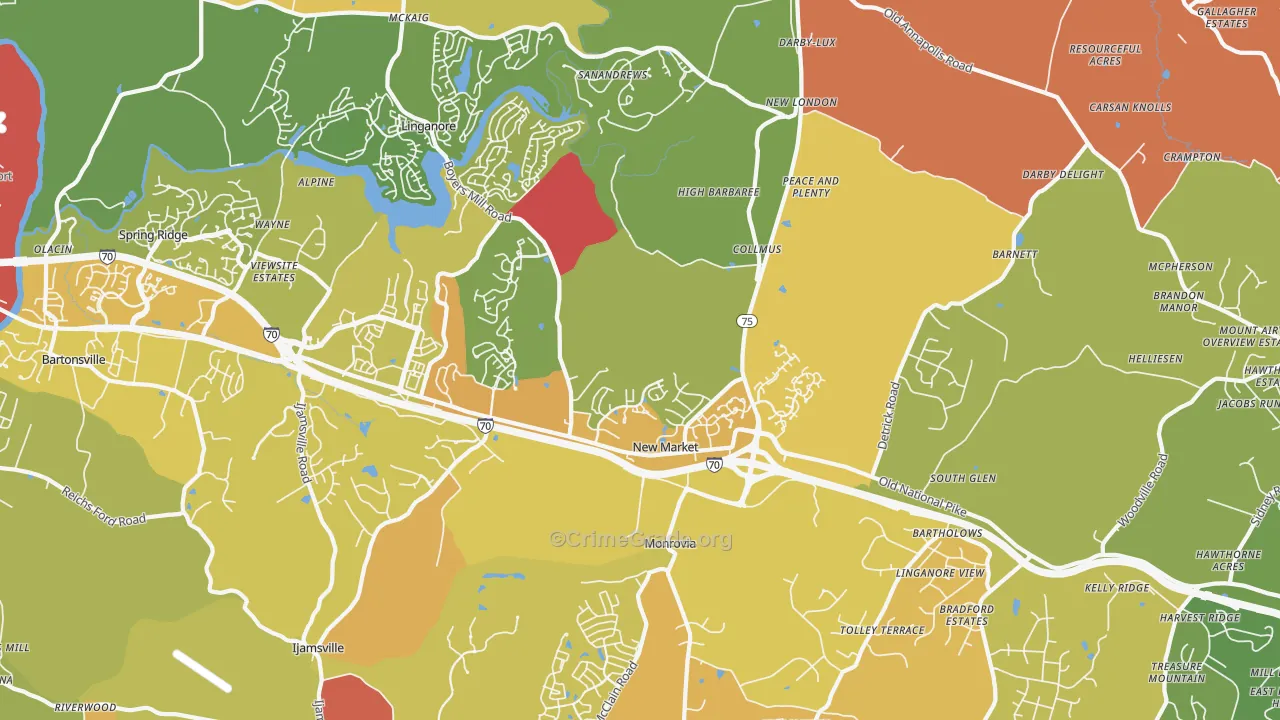 New Market, MD Map of Vandalism Rates