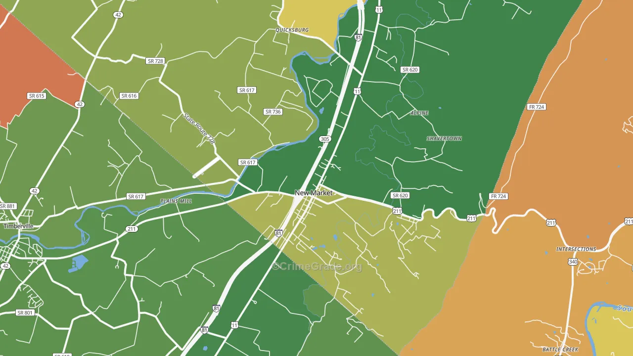 New Market, VA Map of Vandalism Rates
