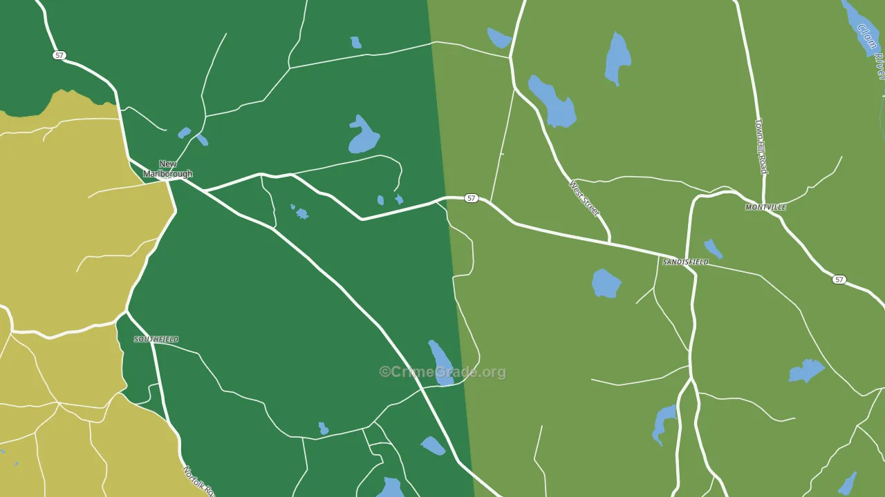 New Marlboro, MA Map of Vandalism Rates