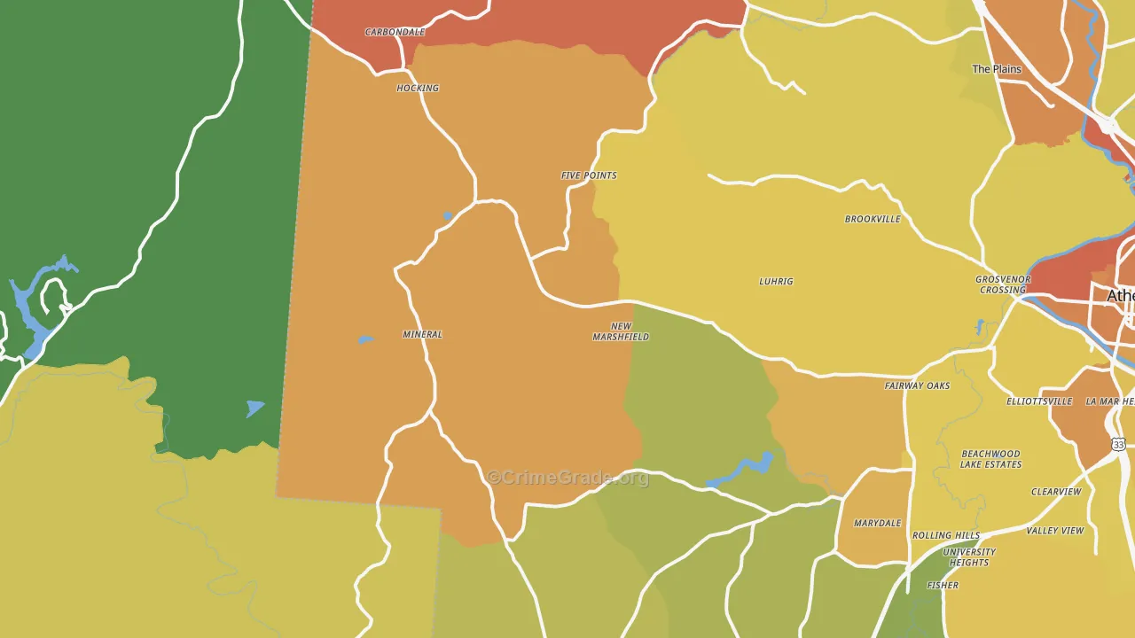 New Marshfield, OH Map of Vandalism Rates