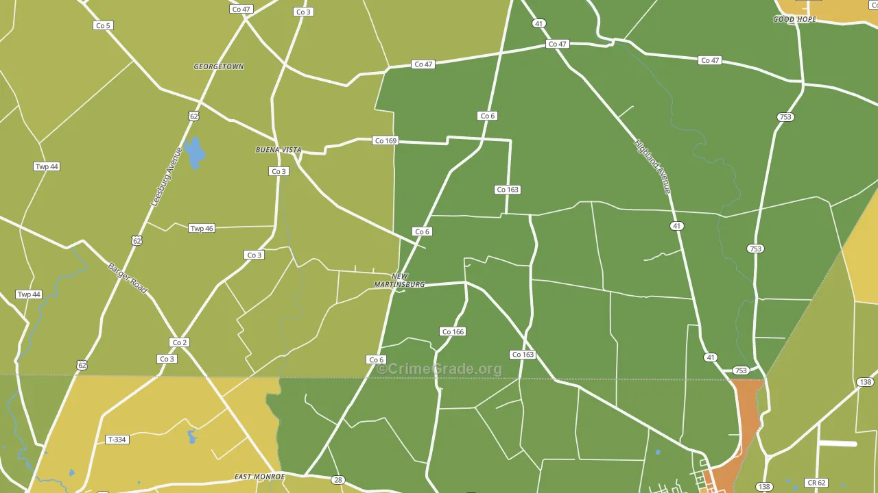 New Martinsburg, OH Map of Vandalism Rates