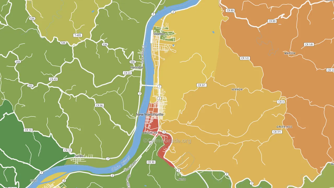 New Martinsville, WV Map of Vandalism Rates