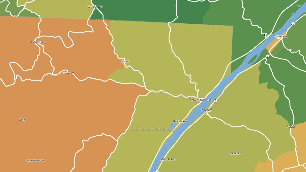 New Matamoras, OH Map of Vandalism Rates