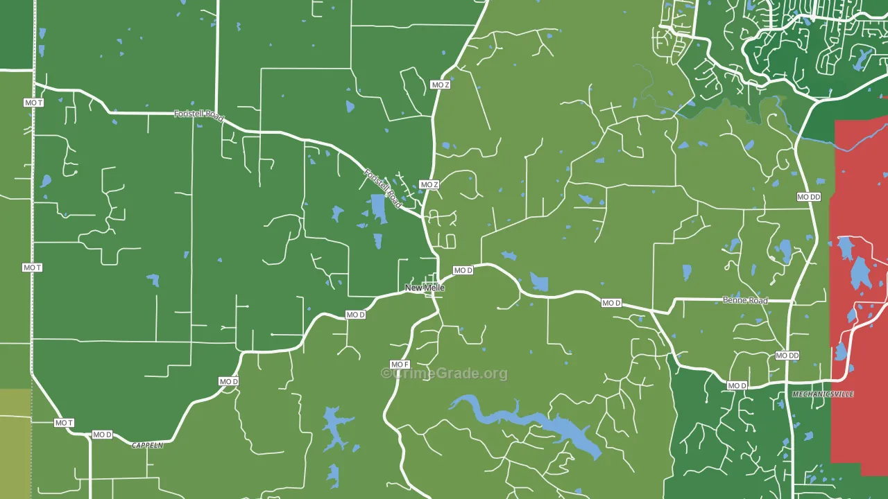 New Melle, MO Map of Vandalism Rates