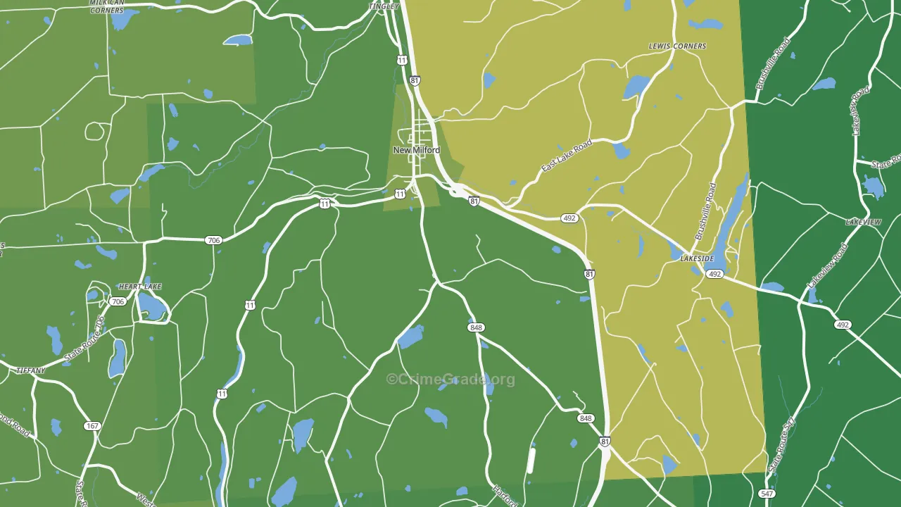 New Milford, PA Map of Vandalism Rates