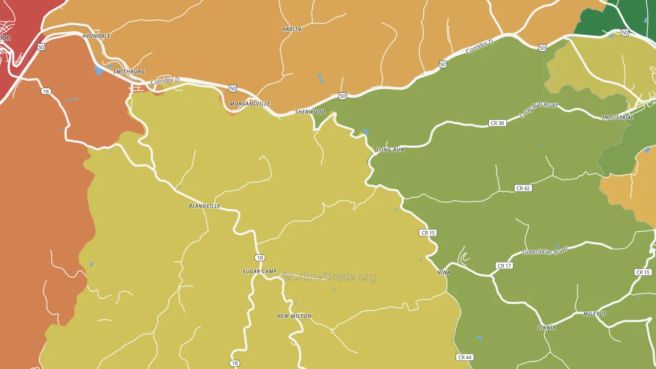 New Milton, WV Map of Vandalism Rates