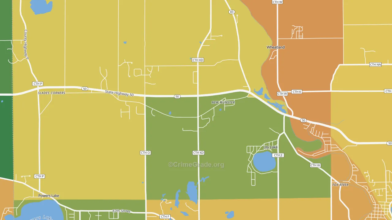 New Munster, WI Map of Vandalism Rates
