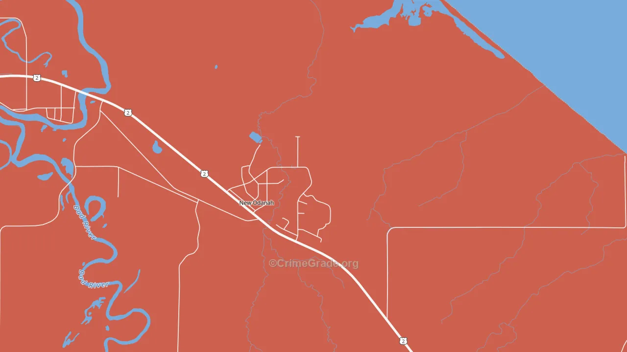 New Odanah, WI Map of Vandalism Rates