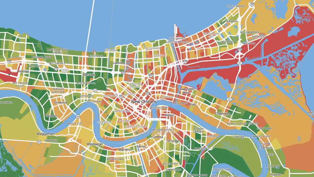 New Orleans, LA Map of Vandalism Rates