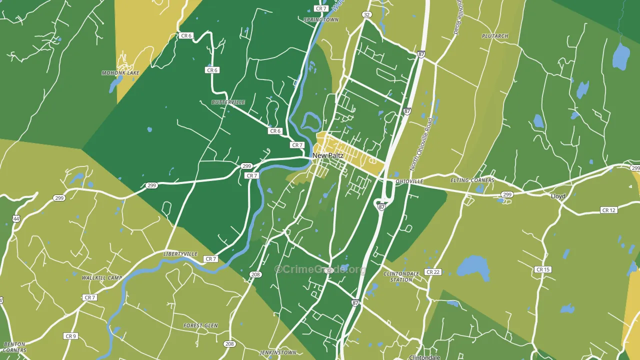 New Paltz, NY Map of Vandalism Rates