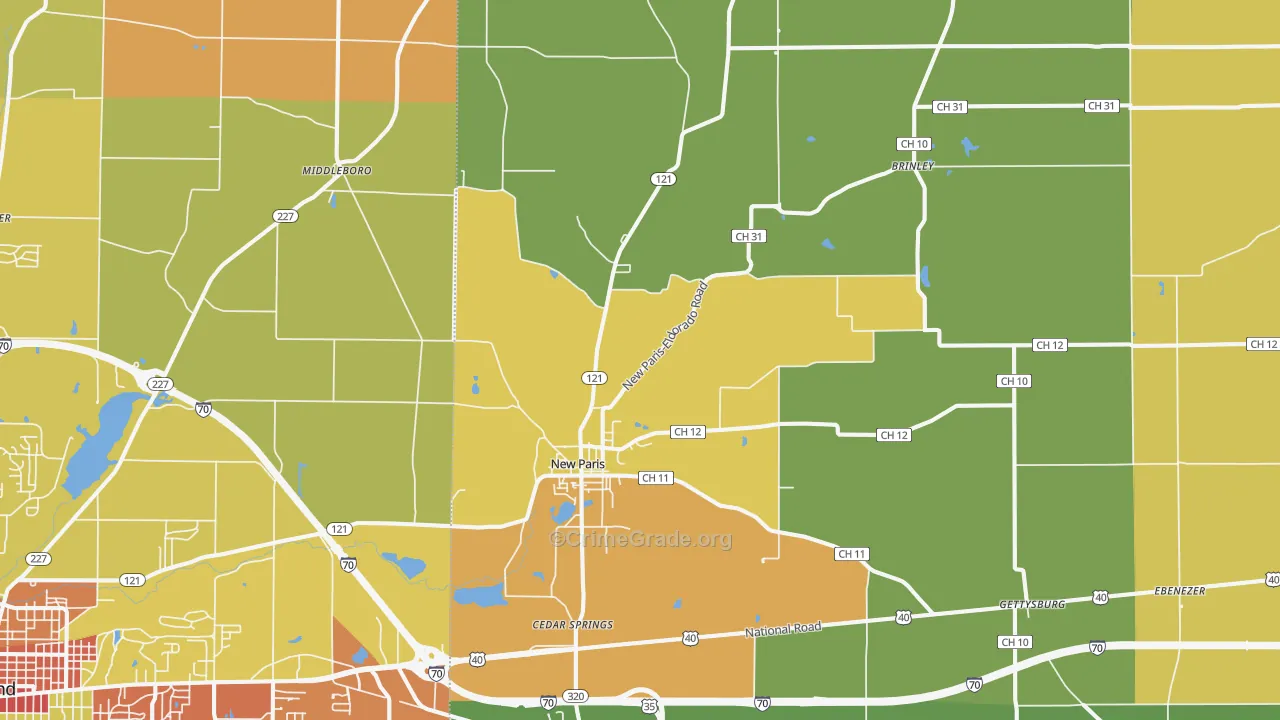 New Paris, OH Map of Vandalism Rates