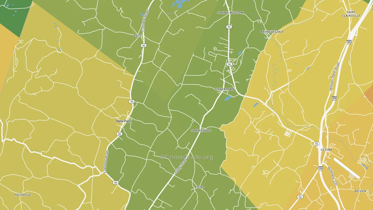 New Paris, PA Map of Vandalism Rates