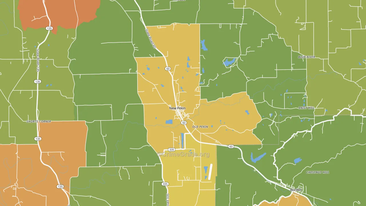 New Pekin, IN Map of Vandalism Rates
