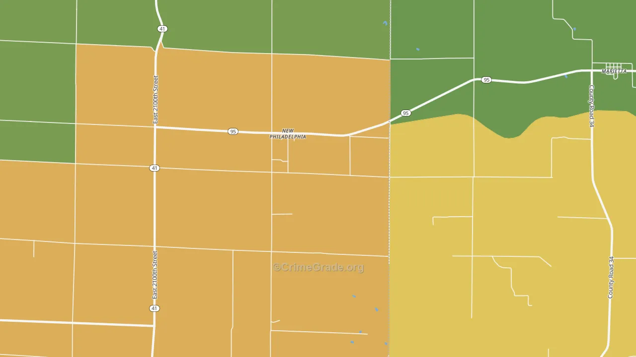 New Philadelphia, IL Map of Vandalism Rates