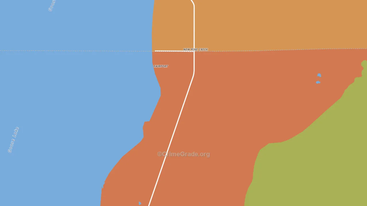 New Pine Creek, CA Map of Vandalism Rates