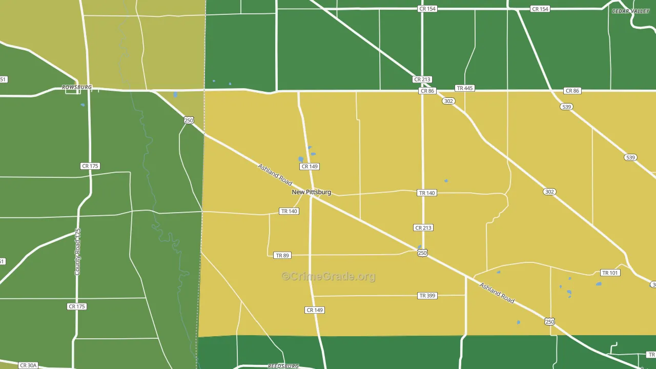 New Pittsburg, OH Map of Vandalism Rates