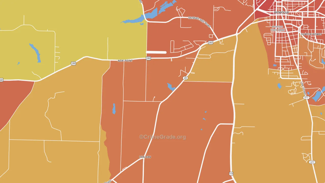 New Point, GA Map of Vandalism Rates