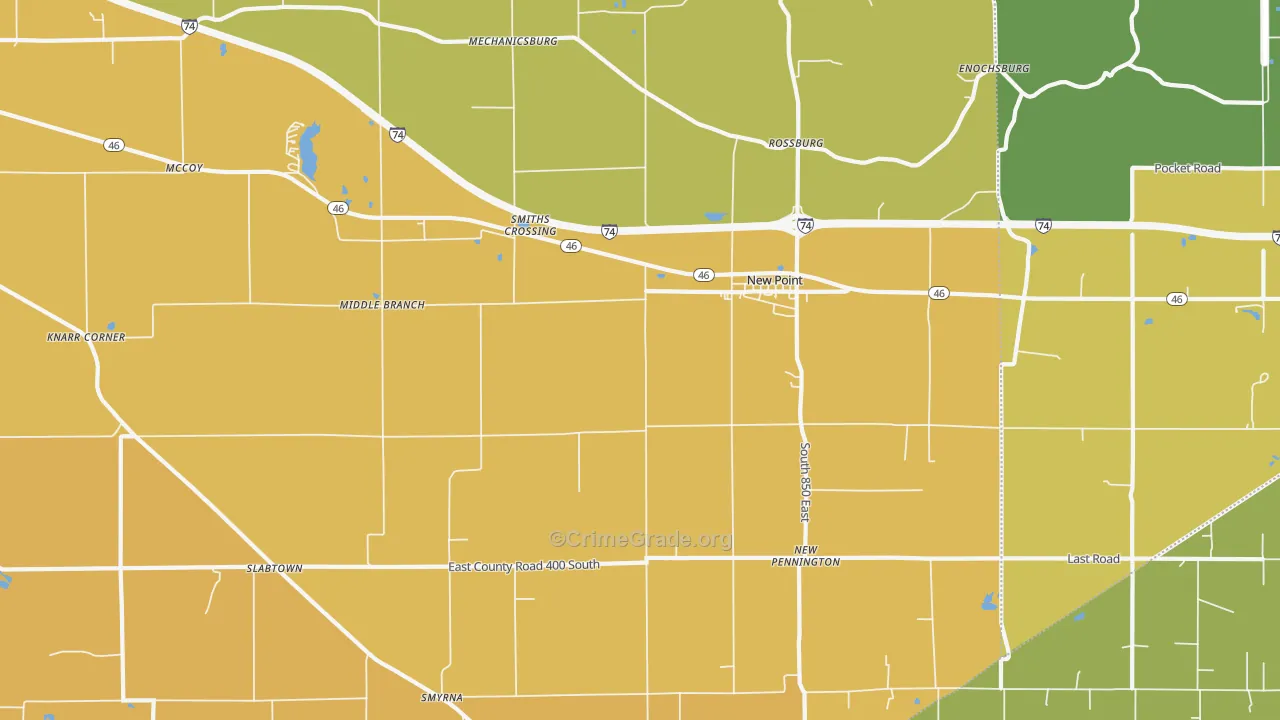 New Point, IN Map of Vandalism Rates