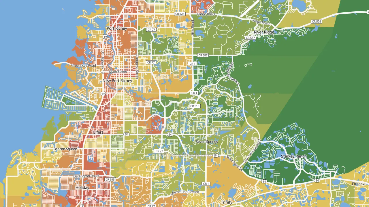 New Port Richey, FL Map of Vandalism Rates