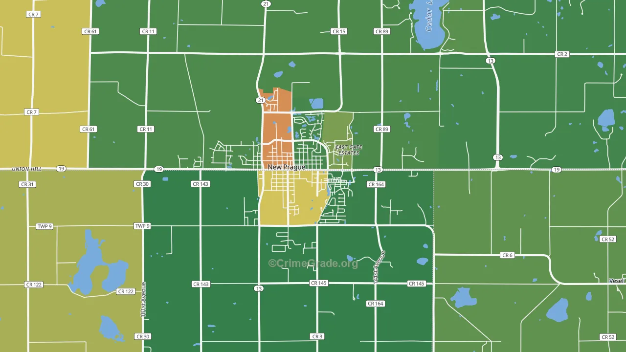 New Prague, MN Map of Vandalism Rates