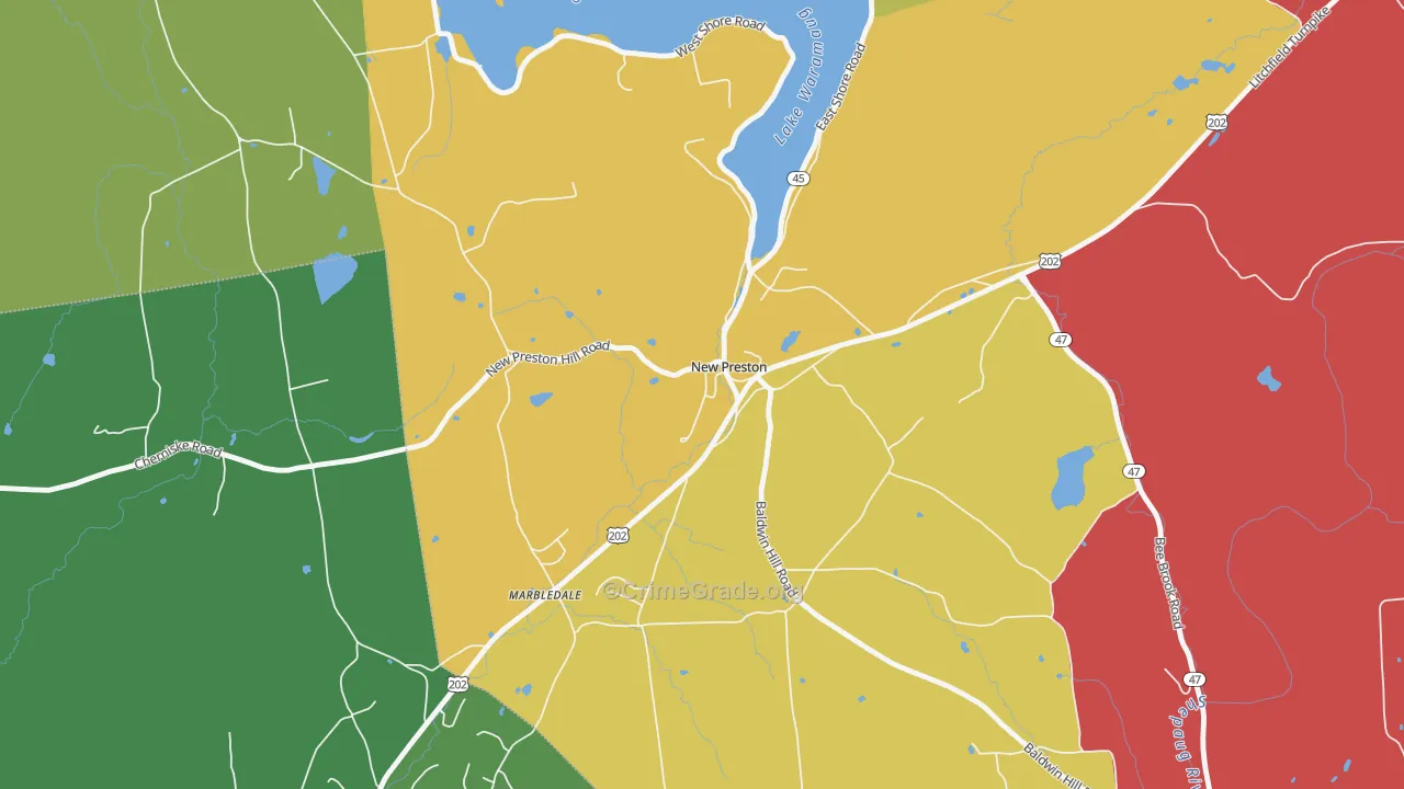 New Preston, CT Map of Vandalism Rates