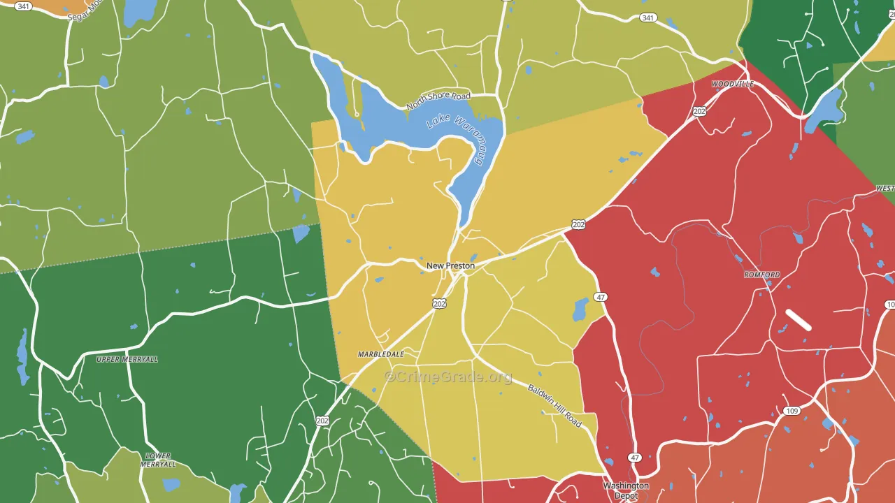 New Preston-Marble Dale, CT Map of Vandalism Rates