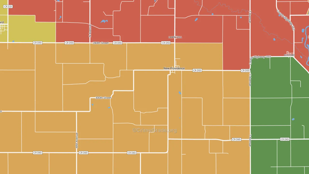 New Providence, IA Map of Vandalism Rates