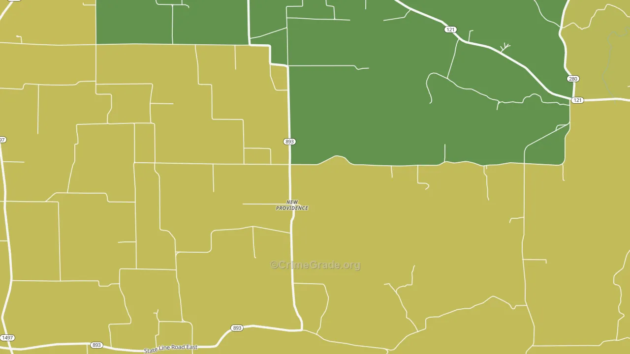 New Providence, KY Map of Vandalism Rates