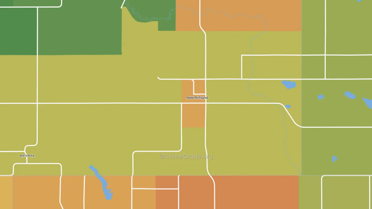 New Richland, MN Map of Vandalism Rates
