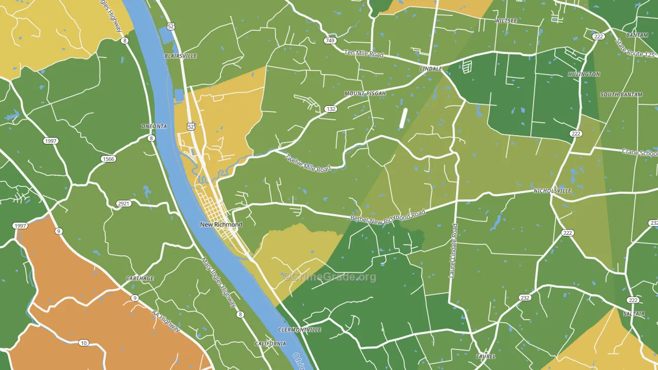 New Richmond, OH Map of Vandalism Rates