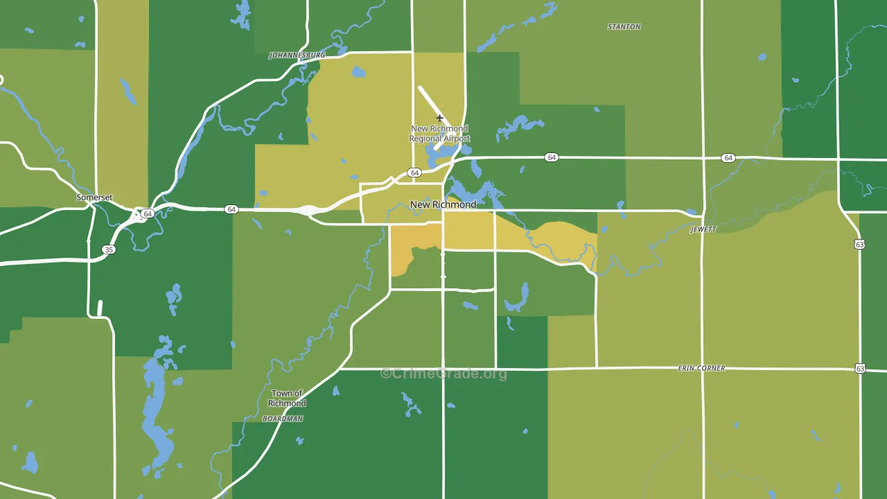 New Richmond, WI Map of Vandalism Rates