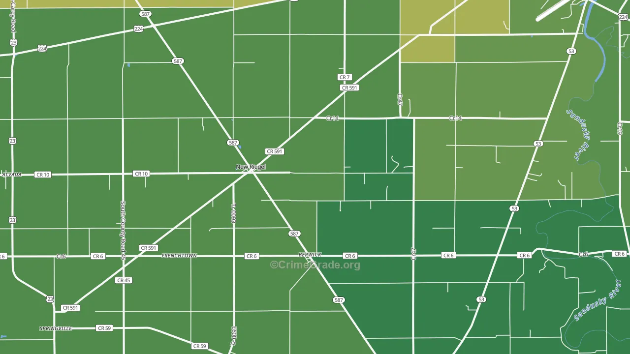 New Riegel, OH Map of Vandalism Rates