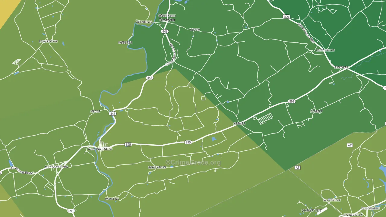 New Ringgold, PA Map of Vandalism Rates