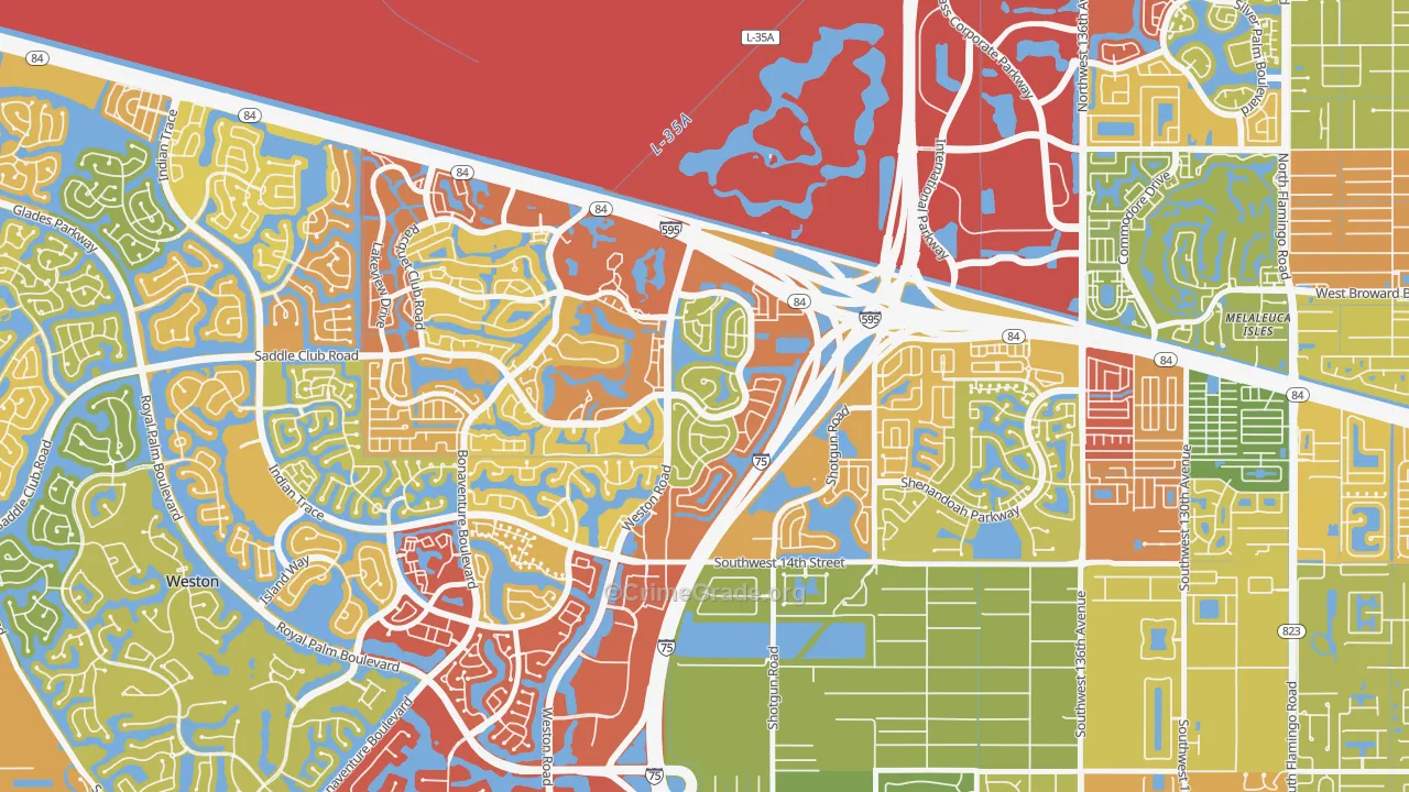 New River Estates, Sunrise, FL Map of Vandalism Rates